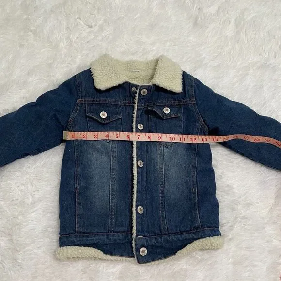 Unisex Kids BetterIn Denim Sherpa Jacket in Dark Denim Size Extra Extra Large - Picture 3 of 9